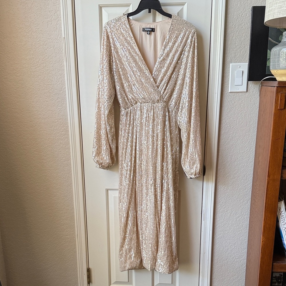 Missguided Sequin Wrap Midi Dress